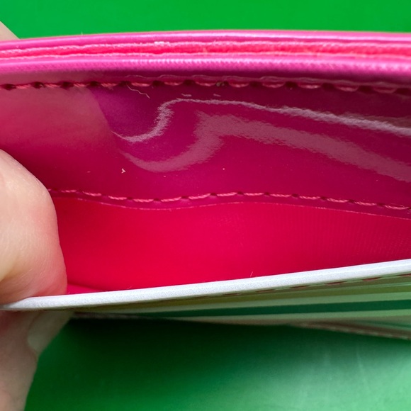 Vinyl Credit Card Wallet - Sketched MultiColors Stripes 3 card Pockets NWT - Picture 4 of 12